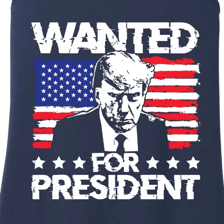 Trump Mugshot Wanted For President 2024 Ladies Essential Tank