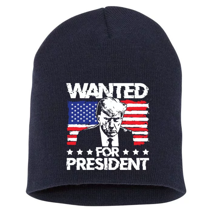 Trump Mugshot Wanted For President 2024 Short Acrylic Beanie