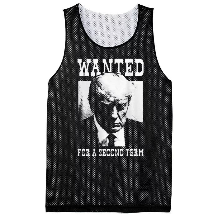 Trump Mugshot Wanted For Second Term 2024 Mesh Reversible Basketball Jersey Tank