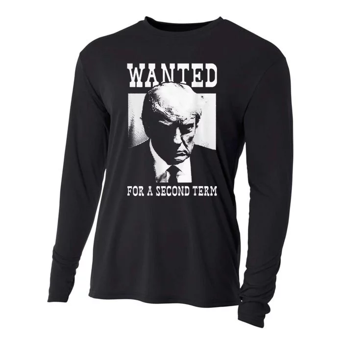 Trump Mugshot Wanted For Second Term 2024 Cooling Performance Long Sleeve Crew