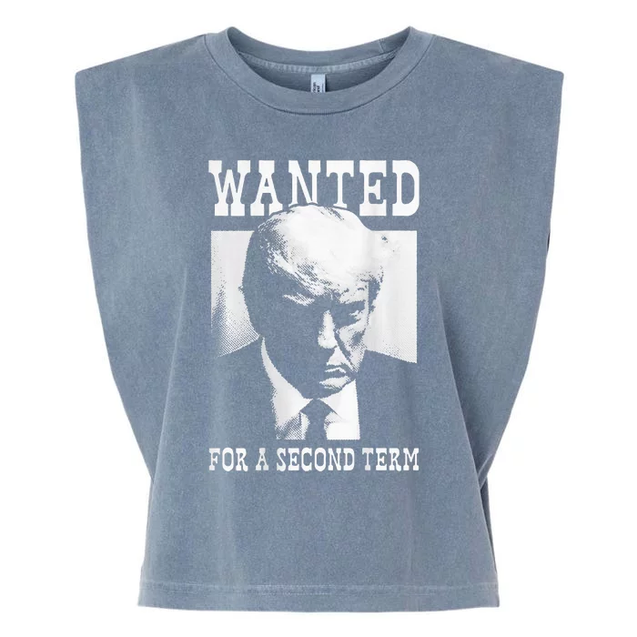 Trump Mugshot Wanted For Second Term 2024 Garment-Dyed Women's Muscle Tee