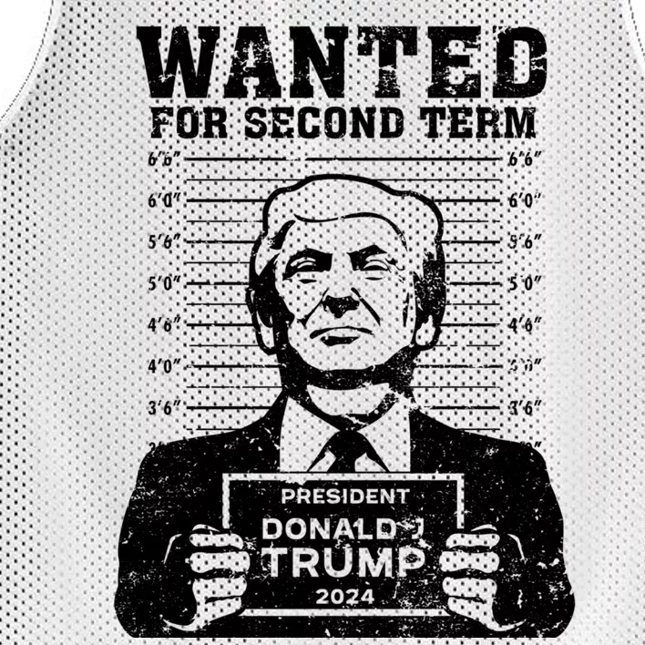 Trump Mugshot Wanted For Second Term 2024 Mesh Reversible Basketball Jersey Tank