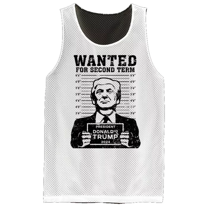 Trump Mugshot Wanted For Second Term 2024 Mesh Reversible Basketball Jersey Tank