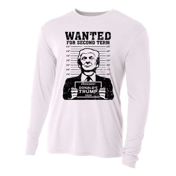 Trump Mugshot Wanted For Second Term 2024 Cooling Performance Long Sleeve Crew