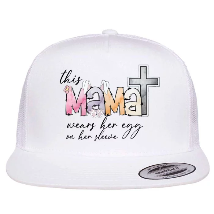 This Mama Wears Her Heart On Her Sleeve Easter Day Mom Flat Bill Trucker Hat