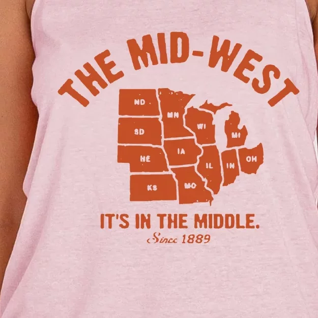 The Mid West It's In The Middle Women's Knotted Racerback Tank