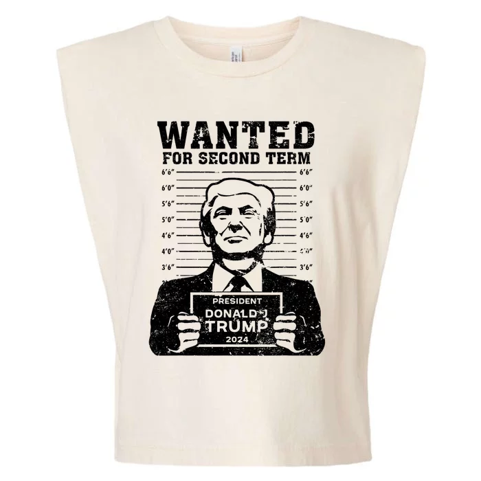 Trump Mugshot Wanted For Second Term 2024 Garment-Dyed Women's Muscle Tee