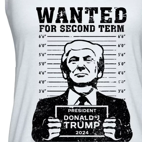 Trump Mugshot Wanted For Second Term 2024 Ladies Essential Flowy Tank