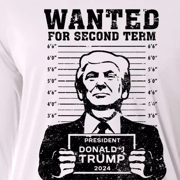 Trump Mugshot Wanted For Second Term 2024 Cooling Performance Long Sleeve Crew