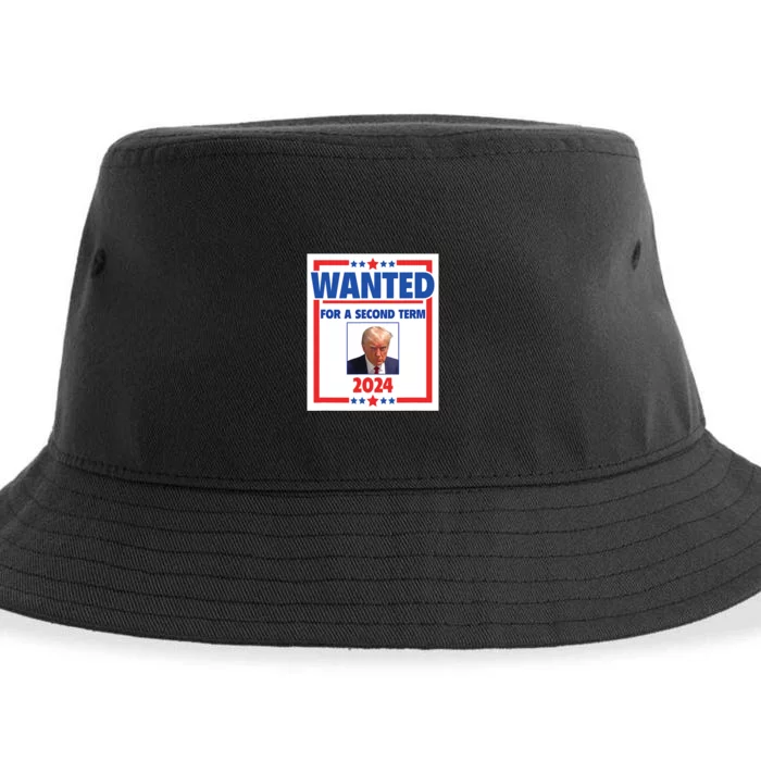 Trumps Mugshot Wanted For A Second Term 2024 President Sustainable Bucket Hat