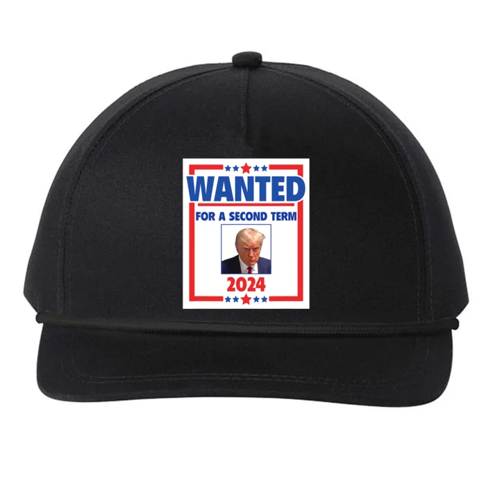 Trumps Mugshot Wanted For A Second Term 2024 President Snapback Five-Panel Rope Hat