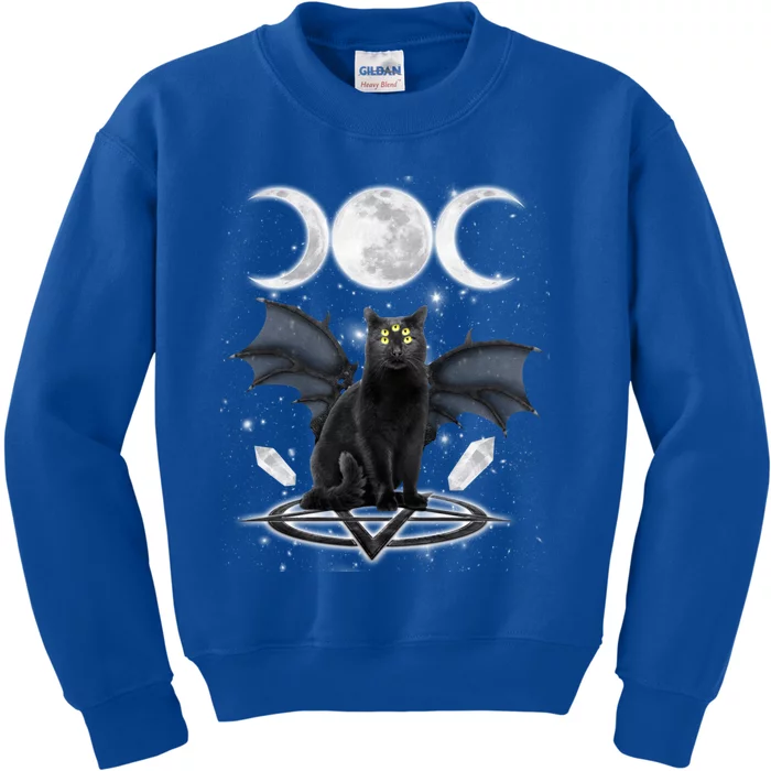 Triple Moon Witch Cat Wicca Wiccan Pagan Symbol Halloween Cool Gift Kids Sweatshirt