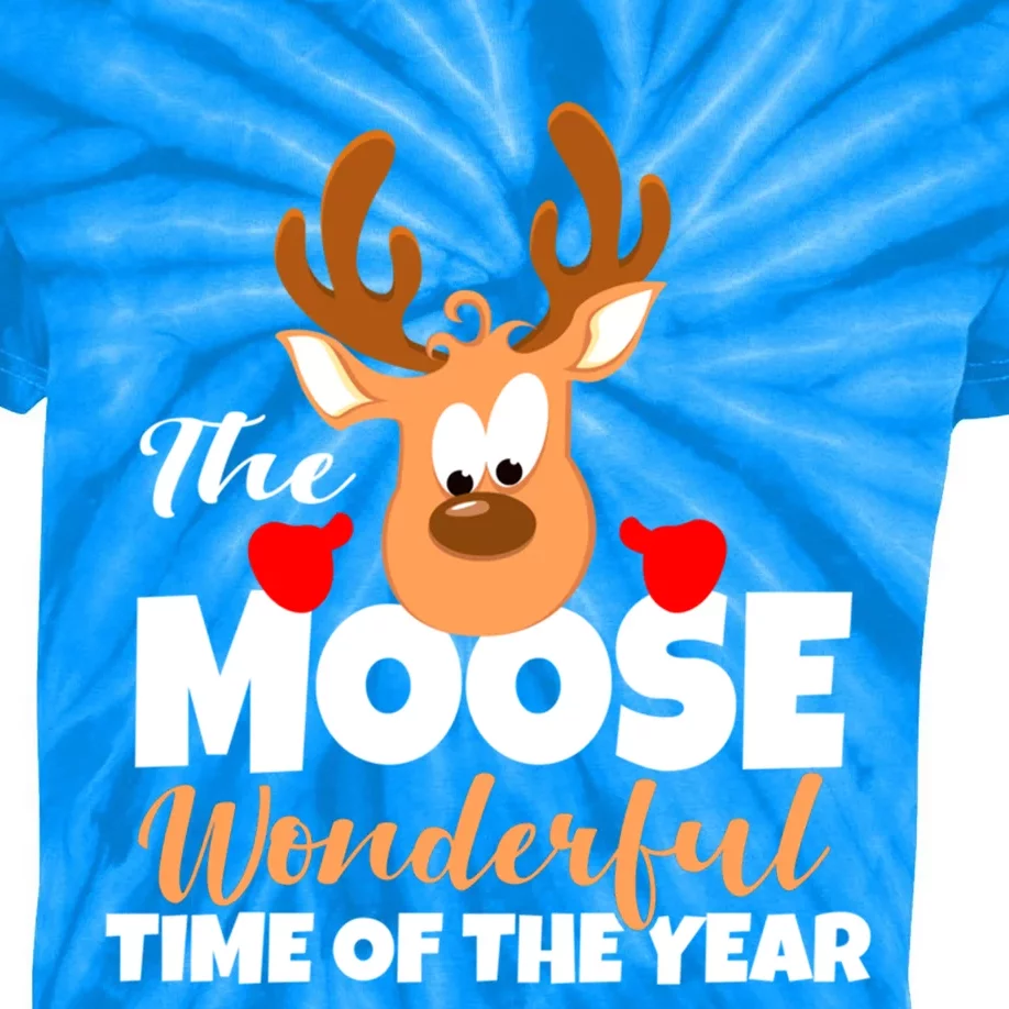 The Moose Wonderful Time Of The Year Funny Christmas Gift Kids Tie-Dye T-Shirt