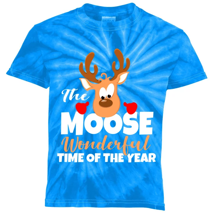 The Moose Wonderful Time Of The Year Funny Christmas Gift Kids Tie-Dye T-Shirt