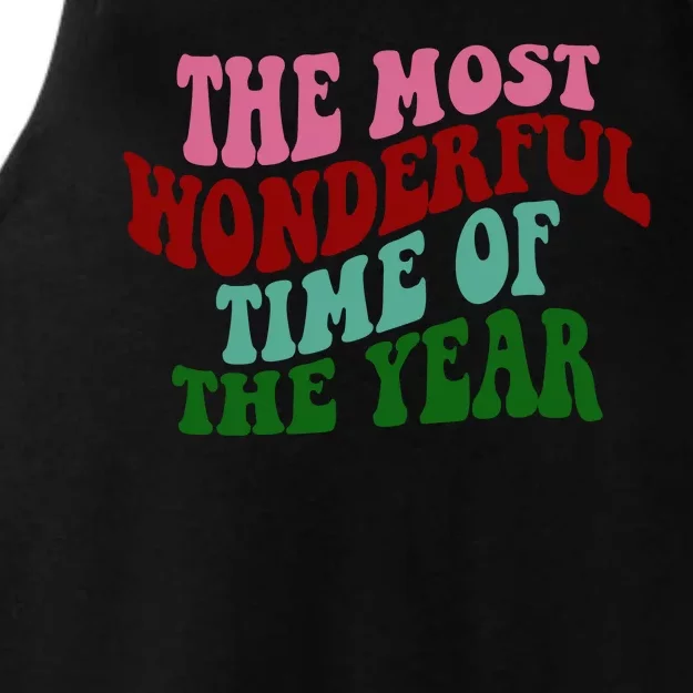 The Most Wonderful Time Of The Year Holiday Groovy Ladies Tri-Blend Wicking Tank