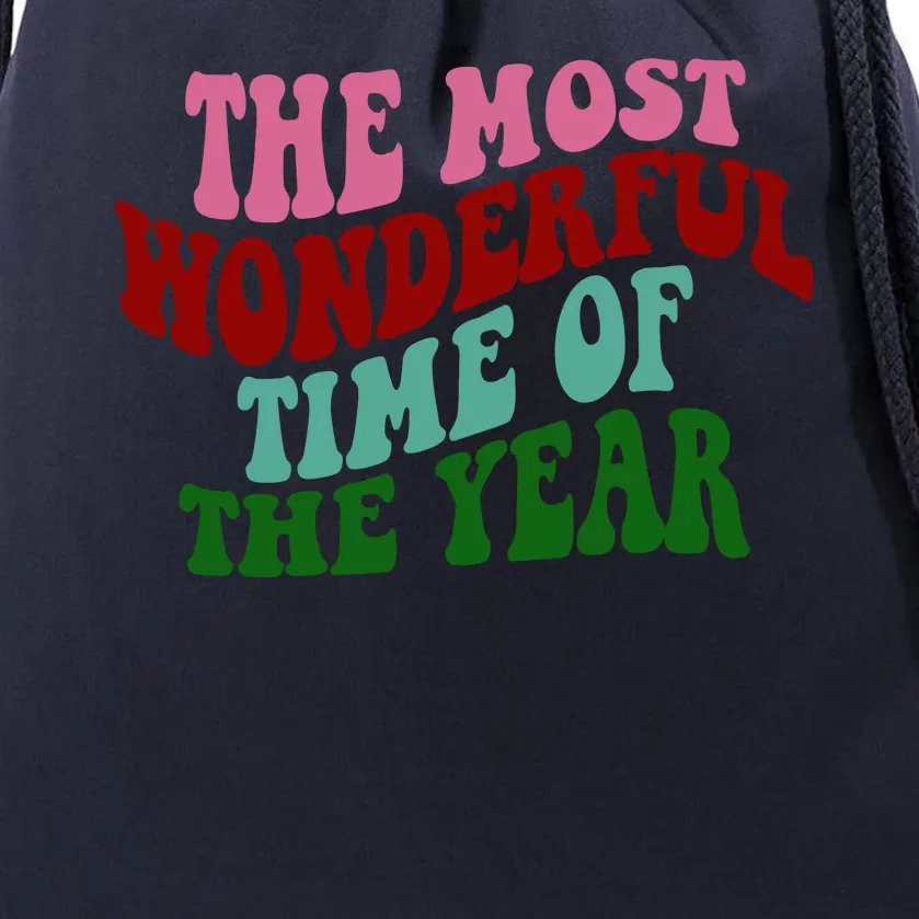 The Most Wonderful Time Of The Year Holiday Groovy Drawstring Bag