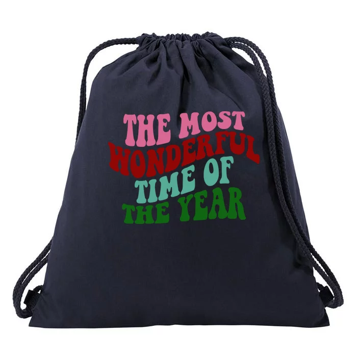 The Most Wonderful Time Of The Year Holiday Groovy Drawstring Bag