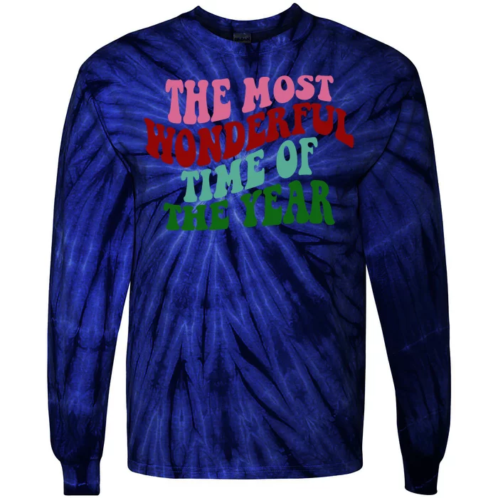 The Most Wonderful Time Of The Year Holiday Groovy Tie-Dye Long Sleeve Shirt