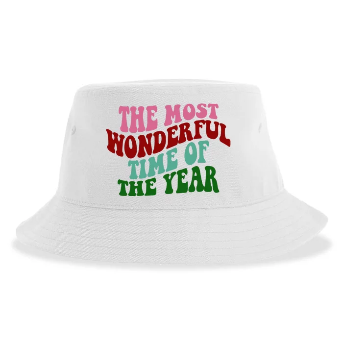 The Most Wonderful Time Of The Year Holiday Groovy Sustainable Bucket Hat