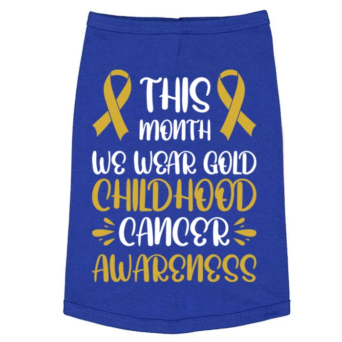 This Month We Wear Gold Hood Cancer Awareness Gift Doggie Tank