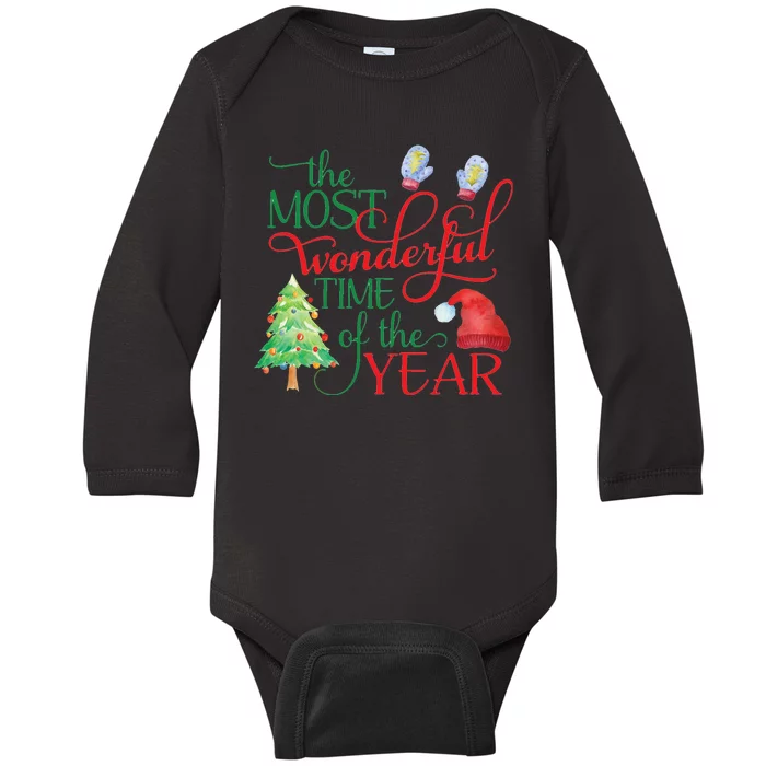 The Most Wonderful Time Of The Year Christmas Baby Long Sleeve Bodysuit