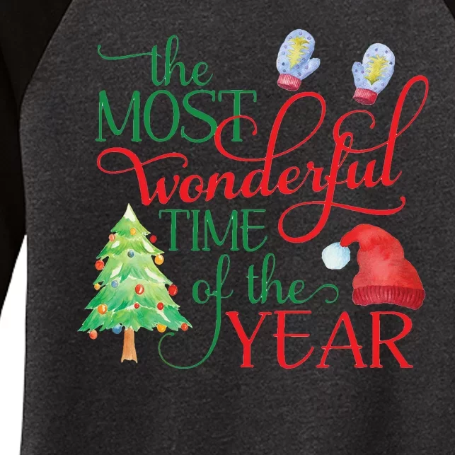 The Most Wonderful Time Of The Year Christmas Women's Tri-Blend 3/4-Sleeve Raglan Shirt