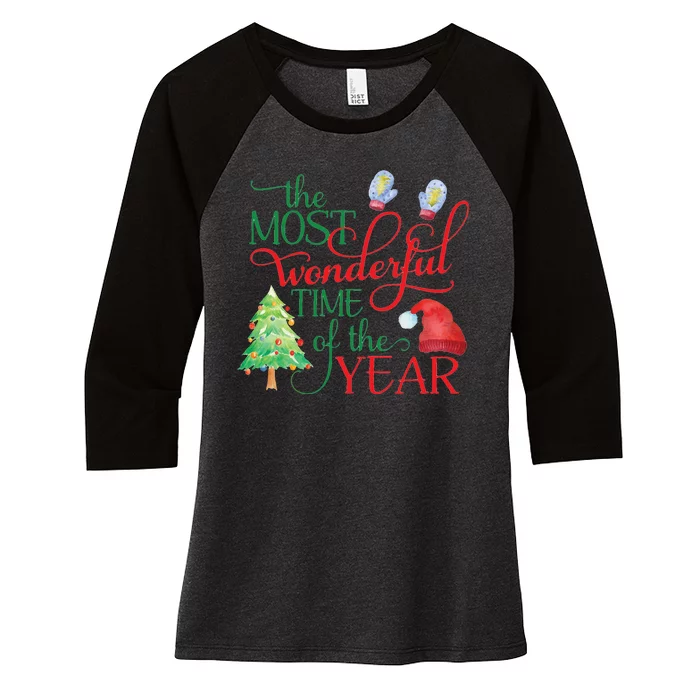 The Most Wonderful Time Of The Year Christmas Women's Tri-Blend 3/4-Sleeve Raglan Shirt