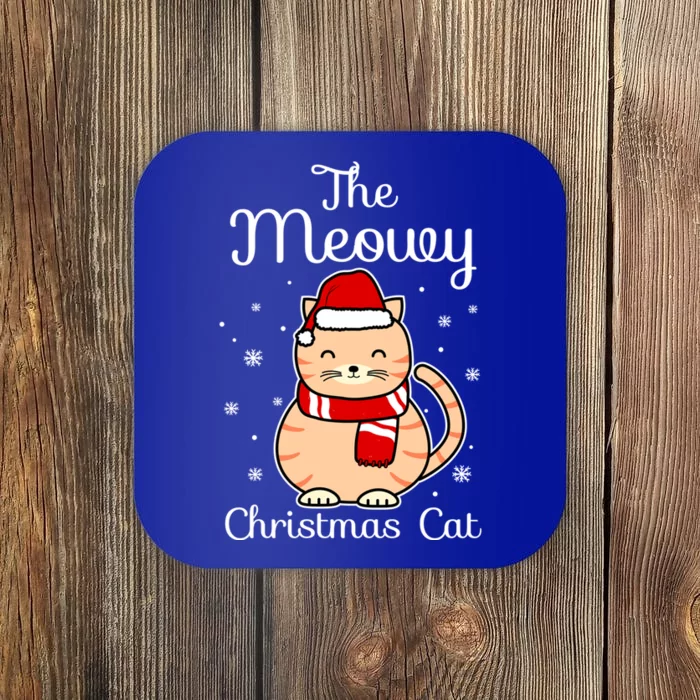 The Meowy Xcool Giftmas Cat Santa Hat Snowflake Cute Christmas Gift Coaster