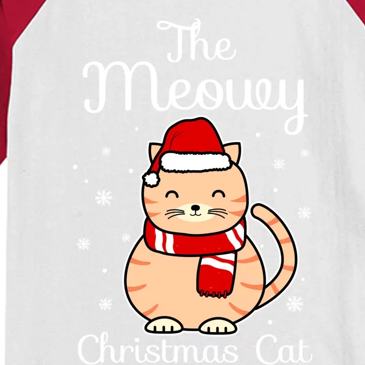 The Meowy Xcool Giftmas Cat Santa Hat Snowflake Cute Christmas Gift Kids Colorblock Raglan Jersey