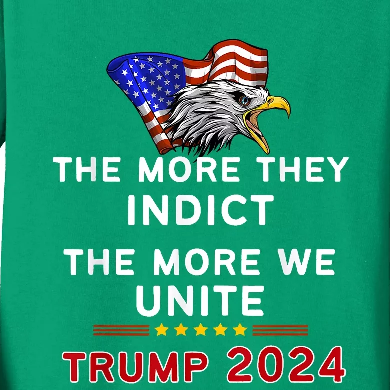 The More You Indict The More We Unite MAGA Trump Indictment Kids Long Sleeve Shirt