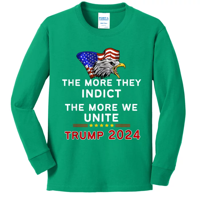 The More You Indict The More We Unite MAGA Trump Indictment Kids Long Sleeve Shirt