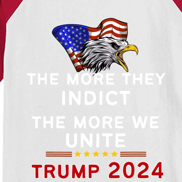 The More You Indict The More We Unite MAGA Trump Indictment Kids Colorblock Raglan Jersey