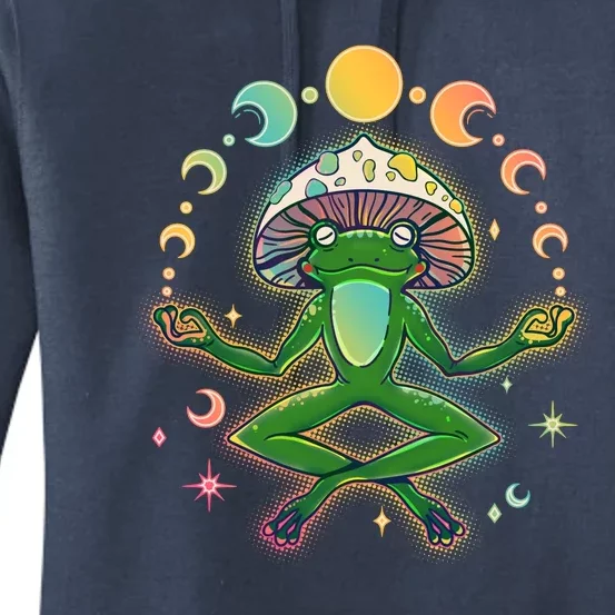 Trippy Meditating Yoga Mushroom Frog Toad Women's Pullover Hoodie