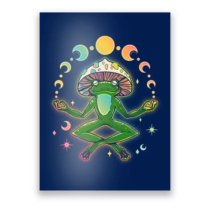 Trippy Meditating Yoga Mushroom Frog Toad Poster