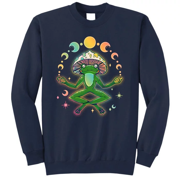 Trippy Meditating Yoga Mushroom Frog Toad Tall Sweatshirt