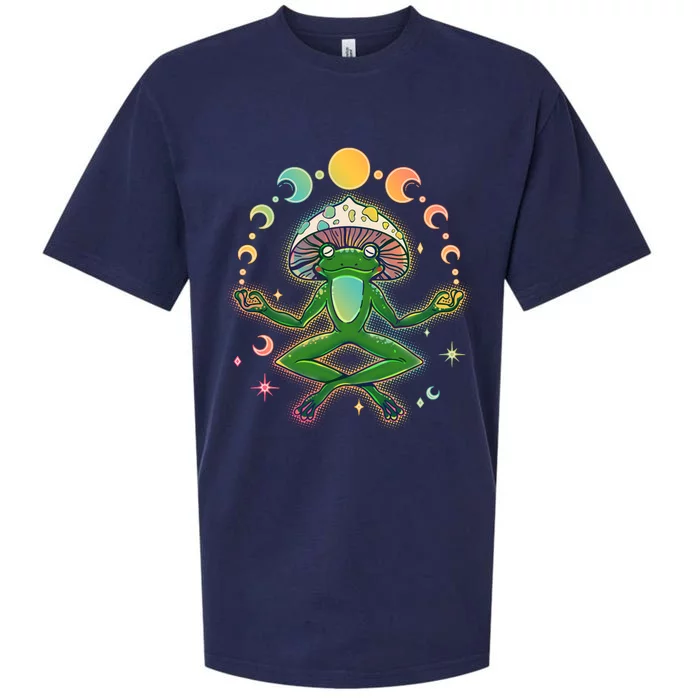 Trippy Meditating Yoga Mushroom Frog Toad Sueded Cloud Jersey T-Shirt