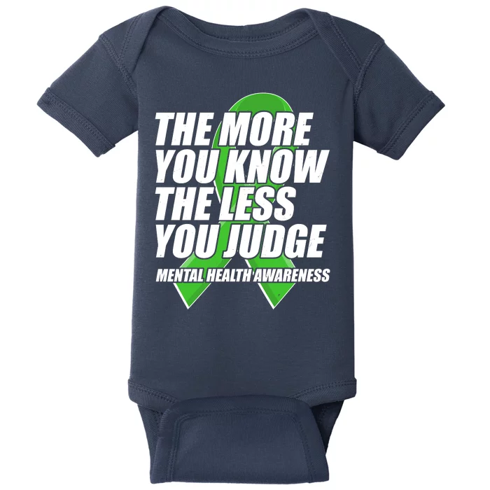 The More You Know The Less You Judge Mental Health Awareness Baby Bodysuit