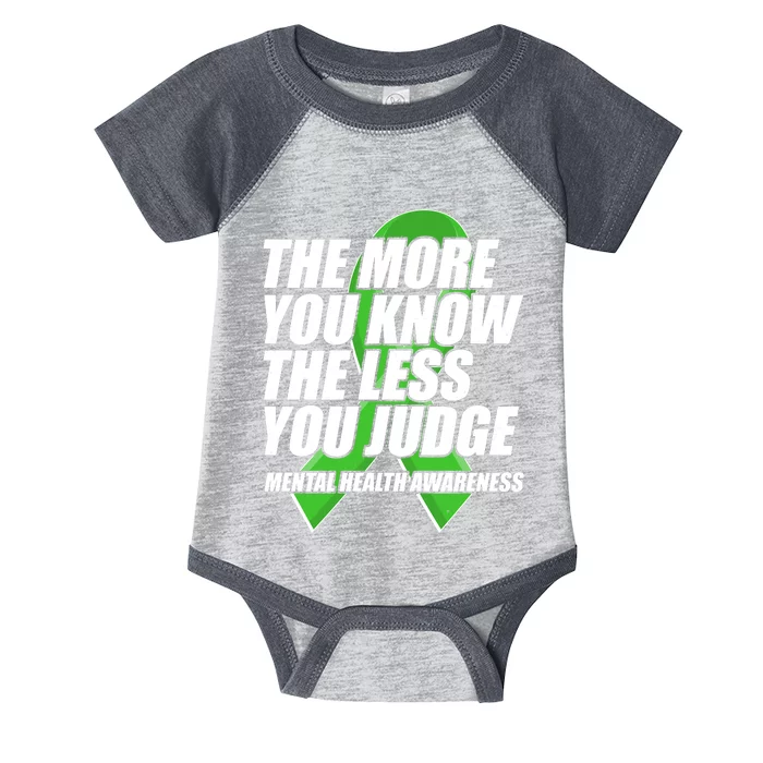 The More You Know The Less You Judge Mental Health Awareness Infant Baby Jersey Bodysuit