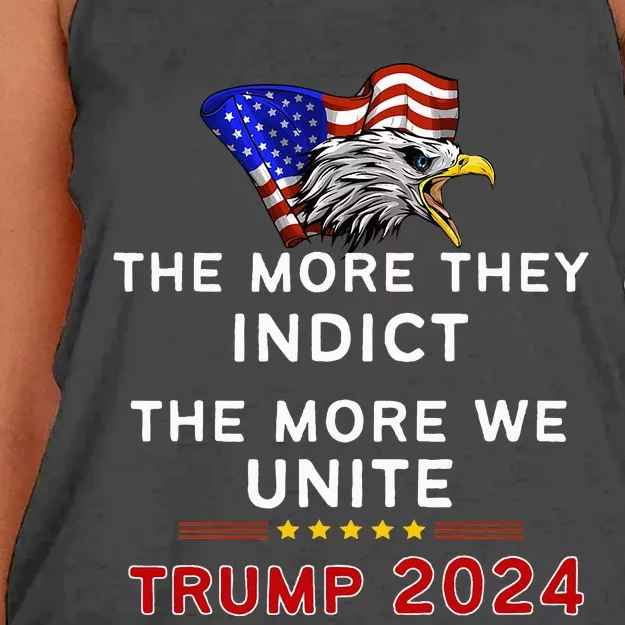 The More You Indict The More We Unite MAGA Trump Indictment Women's Knotted Racerback Tank