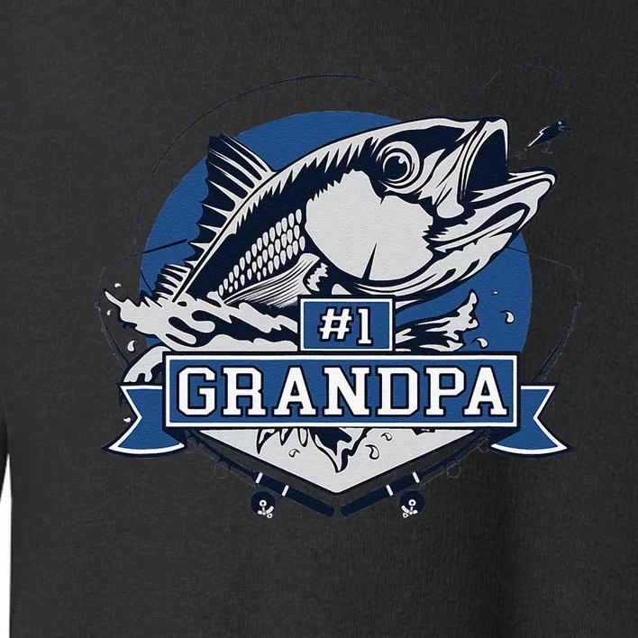 Trendy Number 1 Grandpa Fishing Logo Toddler Sweatshirt