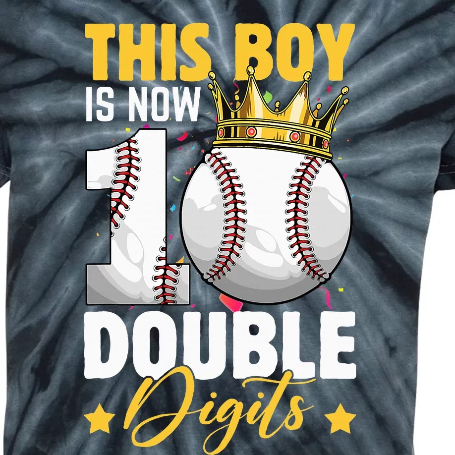 This Now 10 Double Digits Baseball 10 Years Old Birthday Kids Tie-Dye T-Shirt