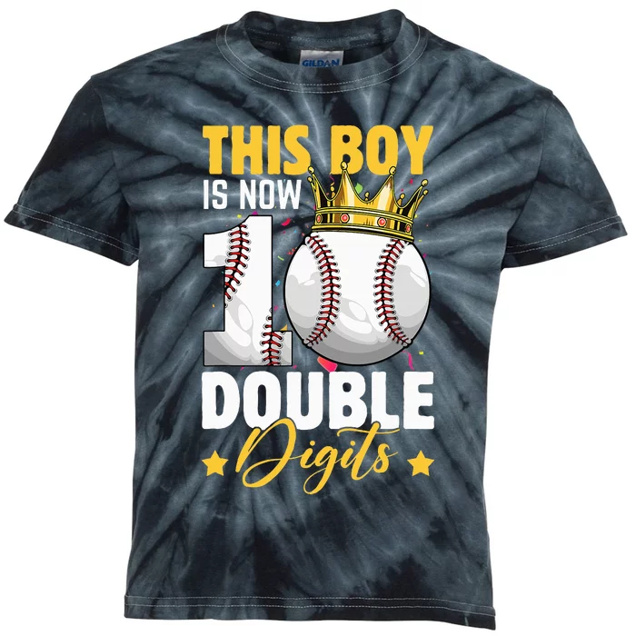 This Now 10 Double Digits Baseball 10 Years Old Birthday Kids Tie-Dye T-Shirt