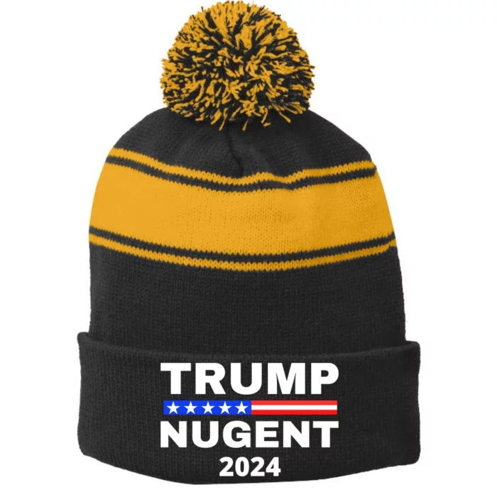 Trump Nugent 2024 Stripe Pom Pom Beanie