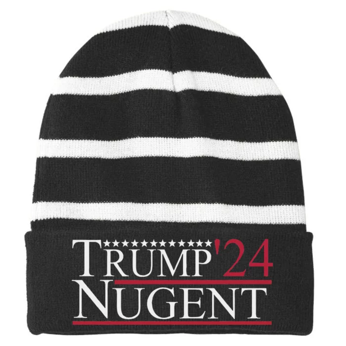 Trump Nugent 2024 Patriotic Election Apparel Striped Beanie with Solid Band