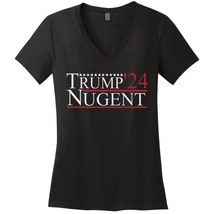 Trump Nugent 2024 Patriotic Election Apparel Women's V-Neck T-Shirt