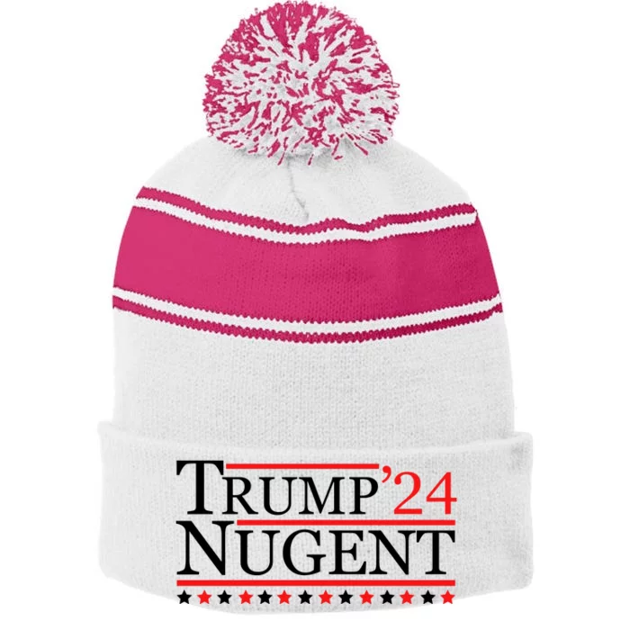 Trump Nugent 2024 Stripe Pom Pom Beanie