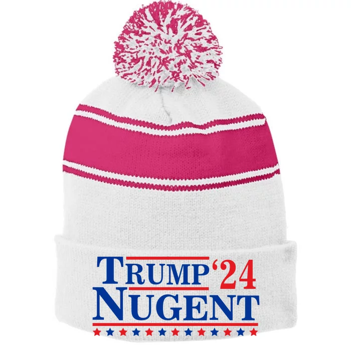 Trump Nugent 2024 Stripe Pom Pom Beanie