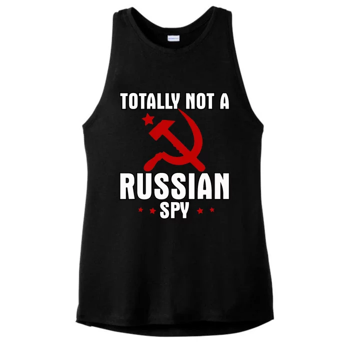 Totally Not A Russian Spy Red Hammer And Sickle Funny Gift Ladies Tri-Blend Wicking Tank