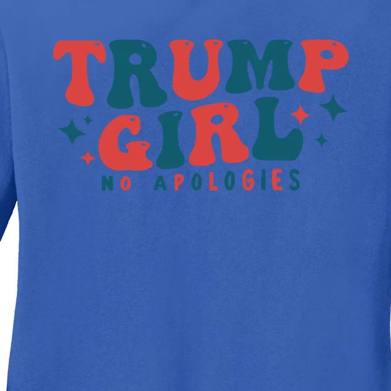 Trump No Apologies Patriotic American Election 2024 Gift Ladies Long Sleeve Shirt