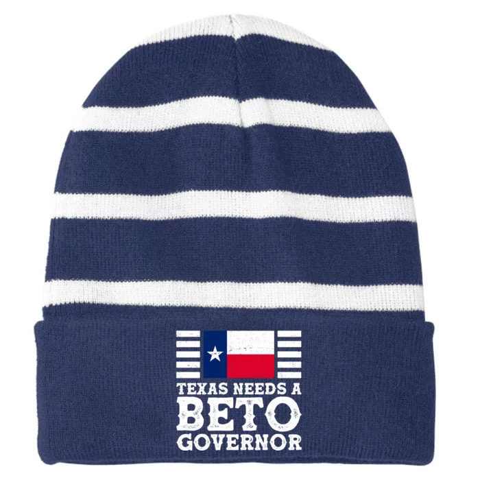 Texas Needs A Governor Beto O'Rourke Striped Beanie with Solid Band